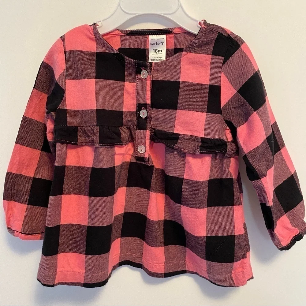 Carter's Baby Girls Leopard Print Pullover/ Flannel Blouses Tops Size 18 Months